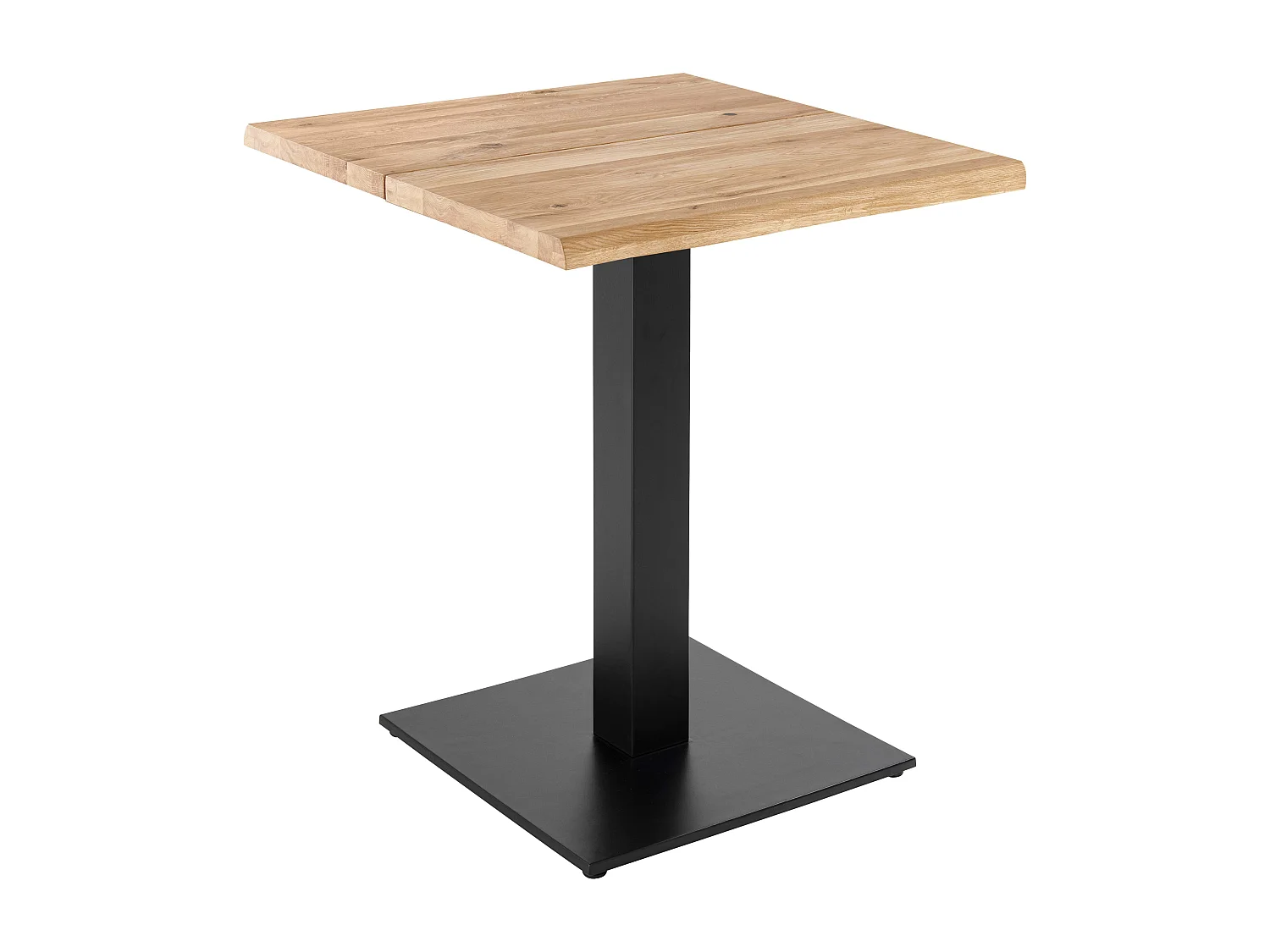 Table à manger 60 x 60 cm avec bords irréguliers en chêne