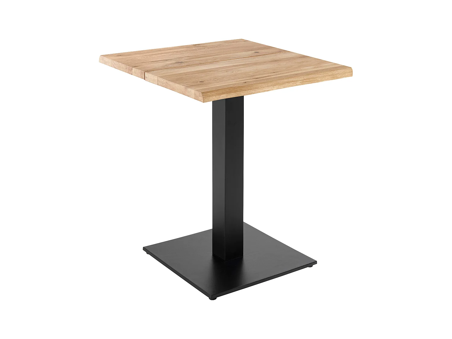 Table à manger 60 x 60 cm avec bords irréguliers en chêne