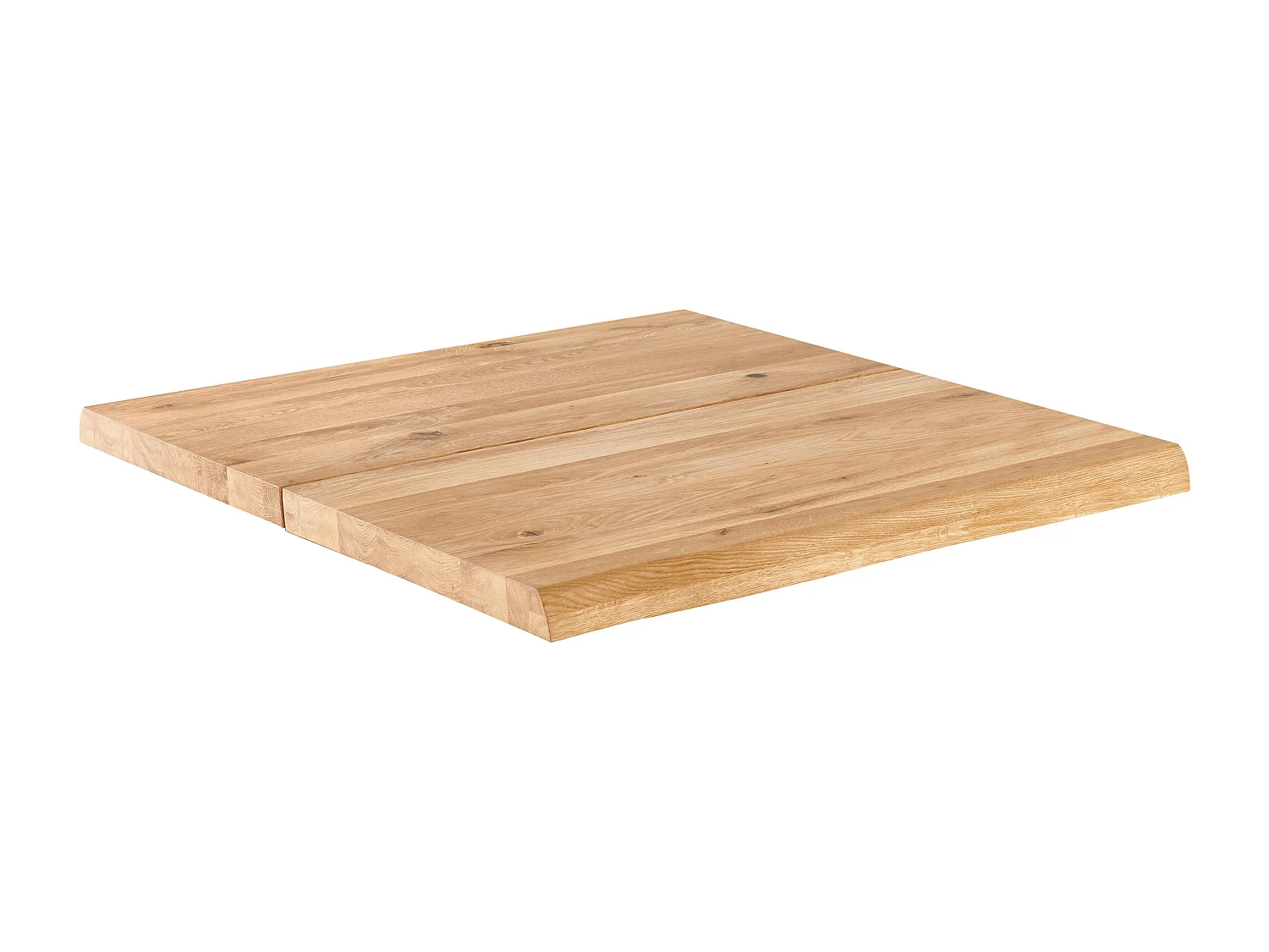 Table à manger 60 x 60 cm avec bords irréguliers en chêne