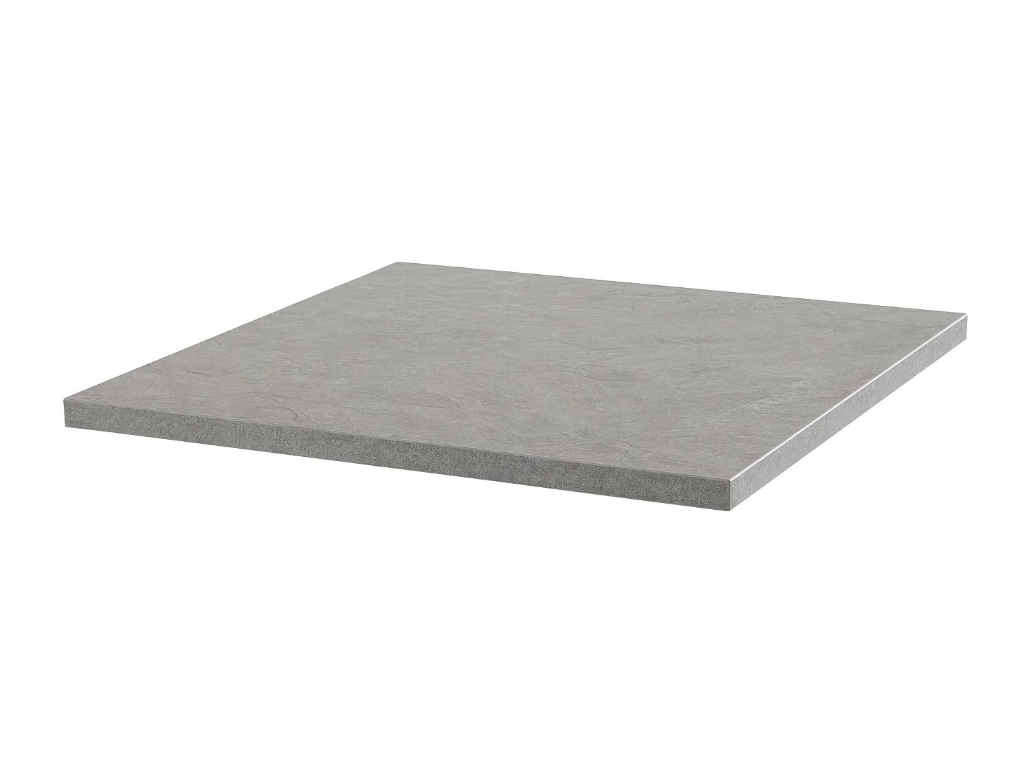 Table haute carrée 60 cm pied blanc et revêtement béton gris clair