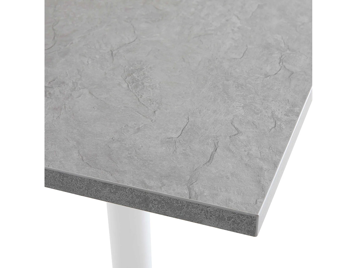 Table haute carrée 60 cm pied noir et revêtement béton gris