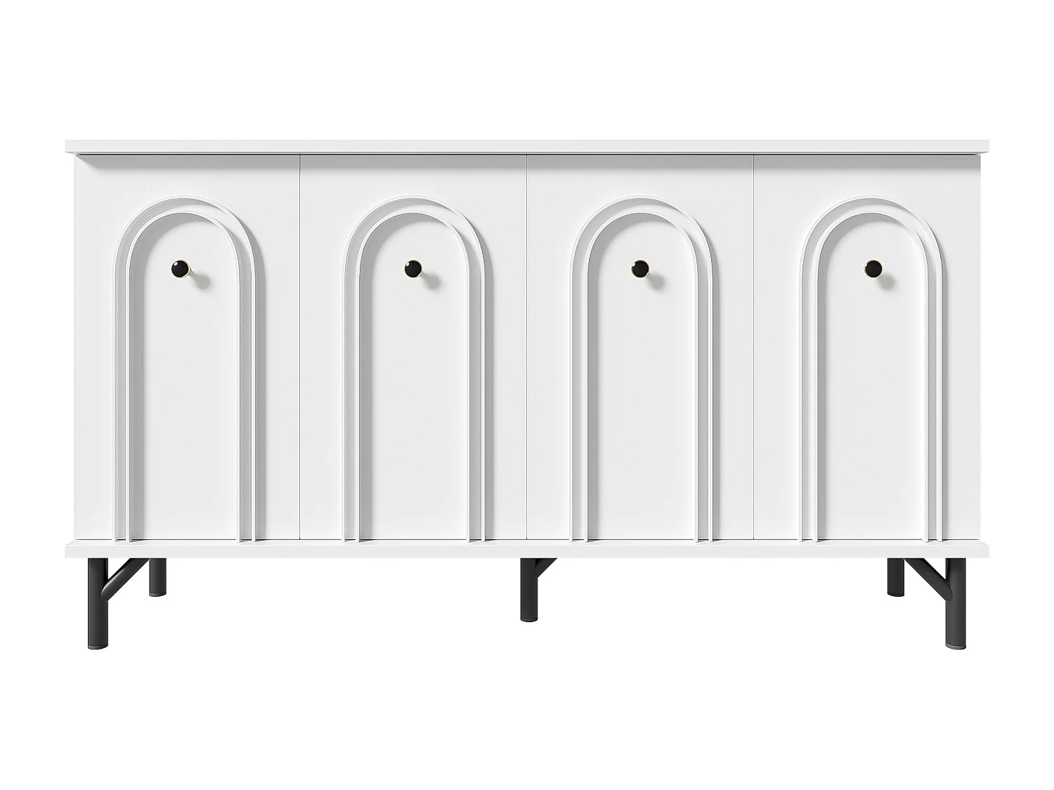 Buffet moderne 140x34x78cm - avec 4 portes - étagères réglables - blanc