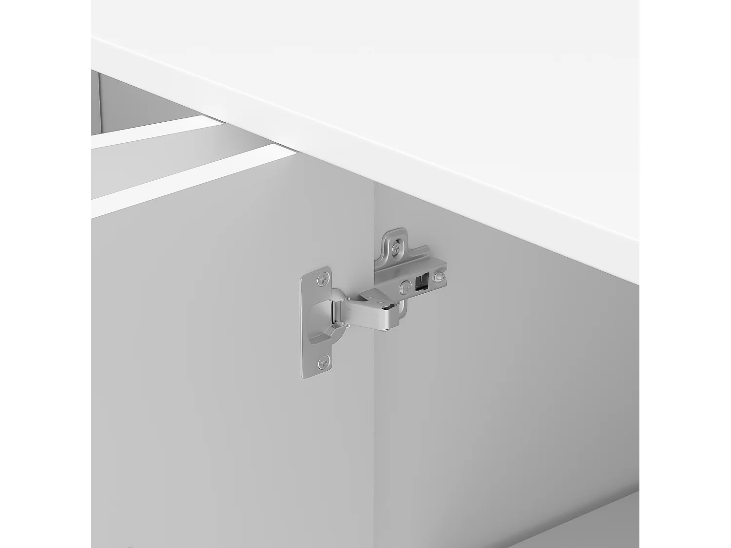 Buffet moderne 140x34x78cm - avec 4 portes - étagères réglables - blanc