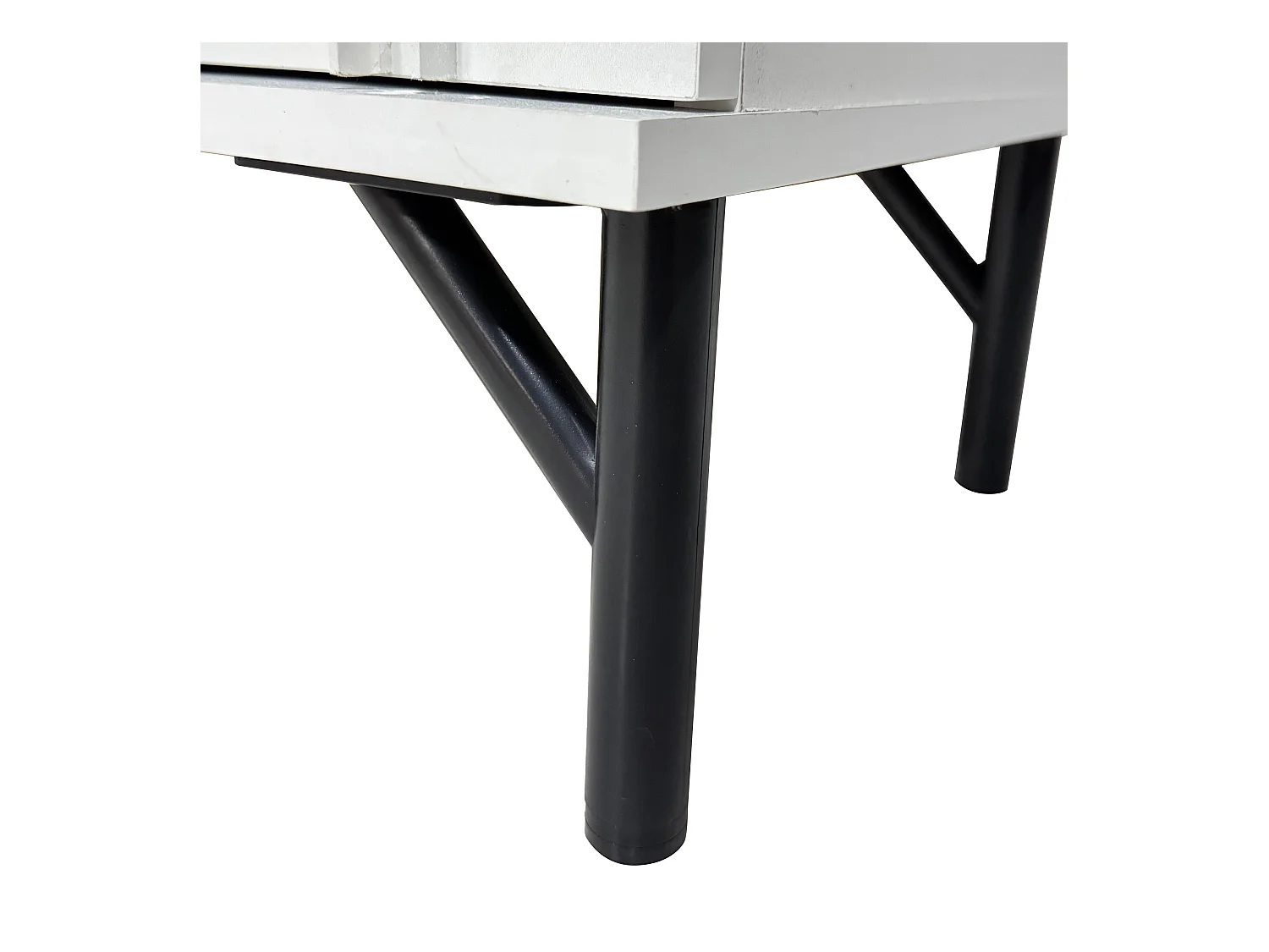 Buffet moderne 140x34x78cm - avec 4 portes - étagères réglables - blanc