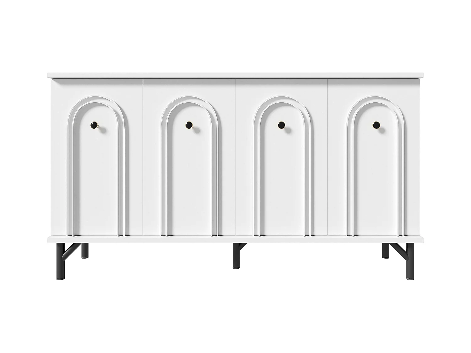 Buffet moderne 140x34x78cm - avec 4 portes - étagères réglables - blanc