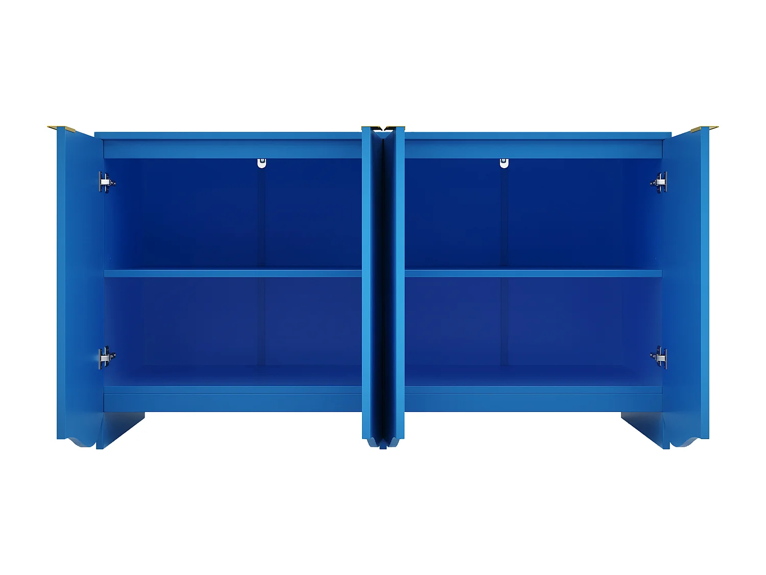 Buffet moderne - 4 portes, rayures verticales - MDF - Bleu
