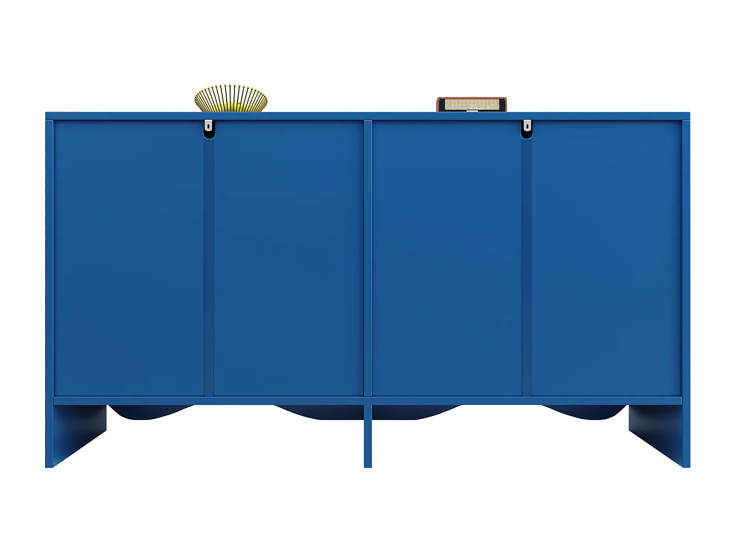 Buffet moderne - 4 portes, rayures verticales - MDF - Bleu