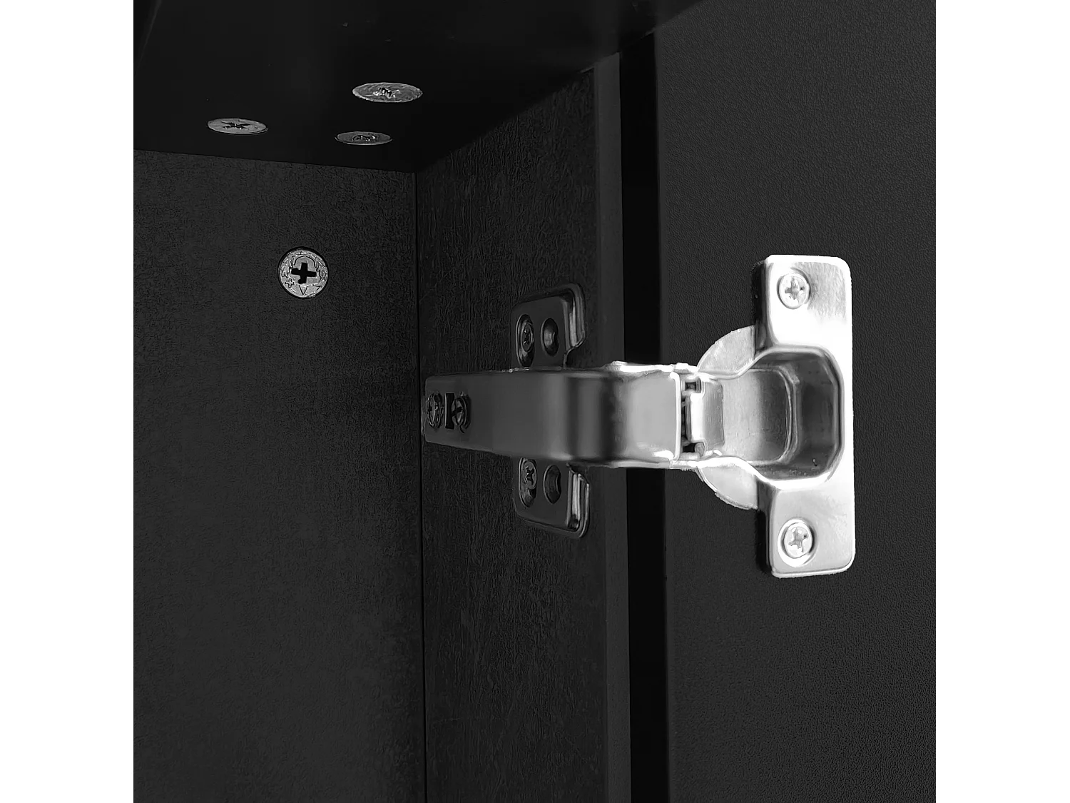 Buffet 150x40x75 cm - 3 portas - sem puxadores - com prateleiras ajustáveis - preto + cinza