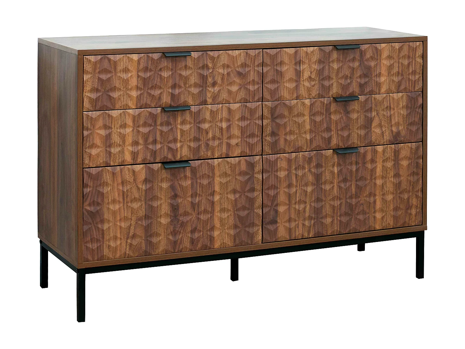 6-laden ladekast van MDF met donkerhouten melamine decor