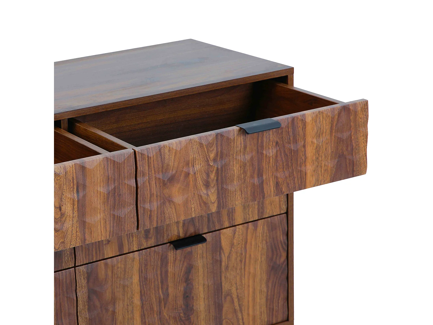 6-laden ladekast van MDF met donkerhouten melamine decor