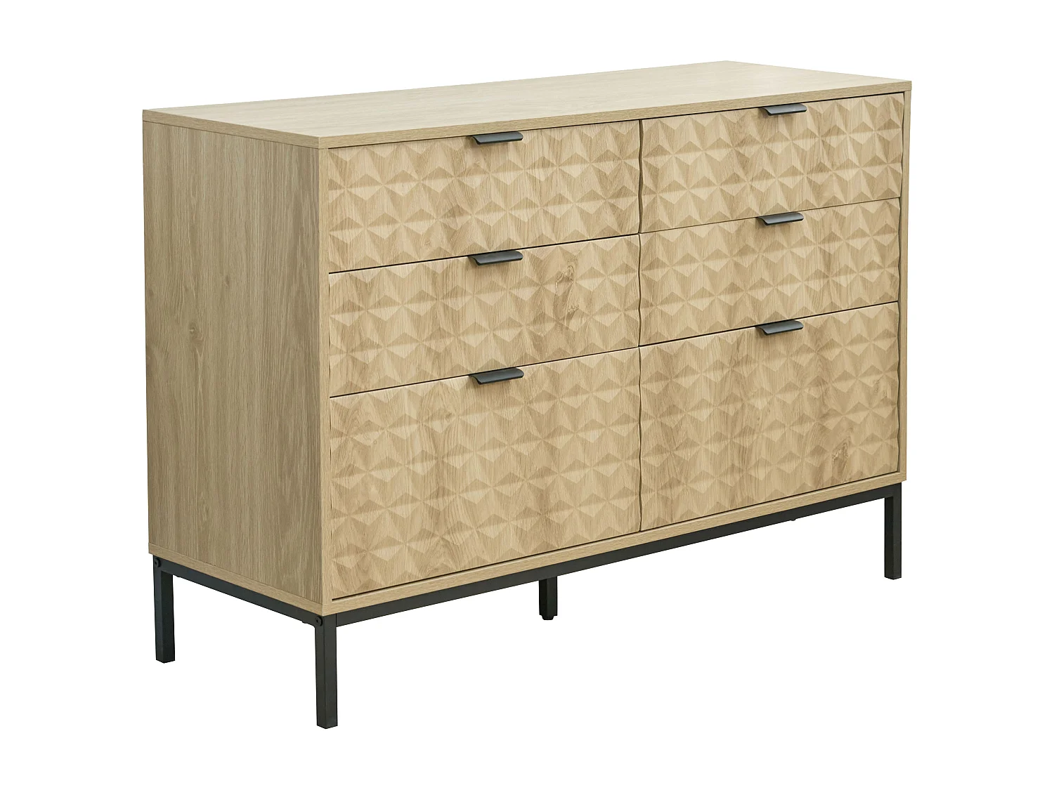 6-laden ladekast van MDF met licht houtmelamine decor