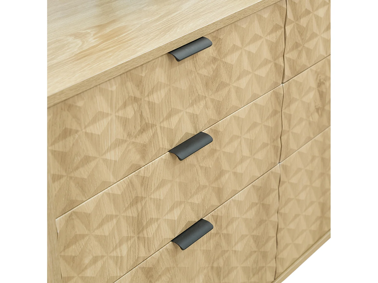 6-laden ladekast van MDF met licht houtmelamine decor