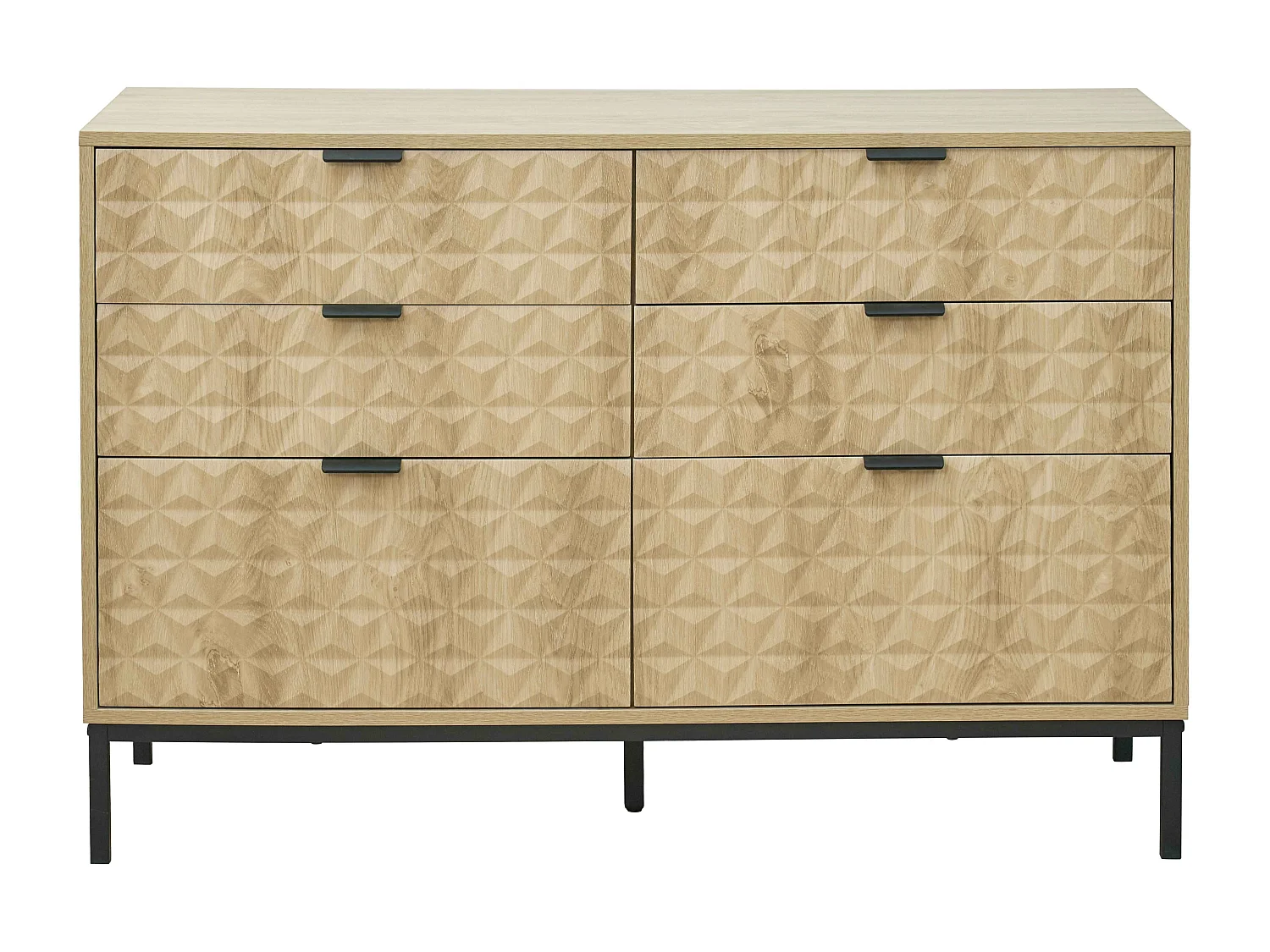 6-laden ladekast van MDF met licht houtmelamine decor