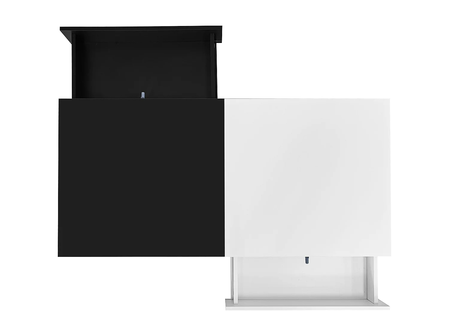 Mesa de centro moderna 100x48x40 cm - con 2 cajones - Tablero brillante - Panel de partículas - Negro + blanco