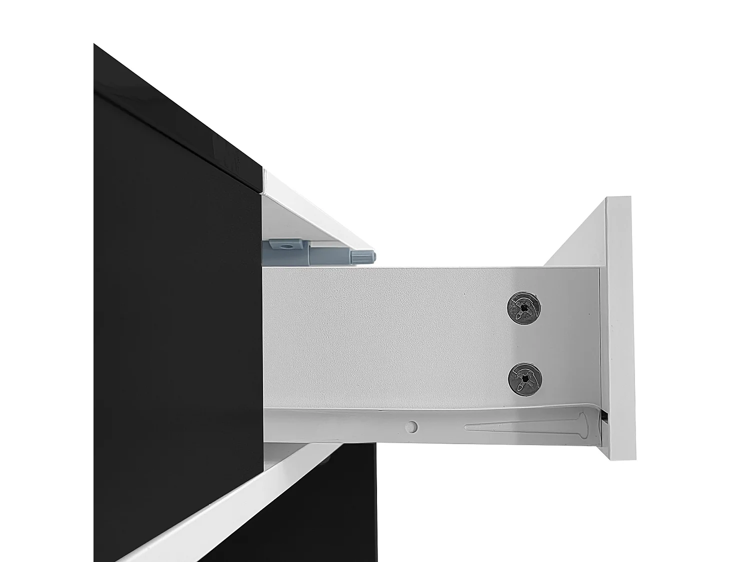 Mesa de centro moderna 100x48x40 cm - con 2 cajones - Tablero brillante - Panel de partículas - Negro + blanco