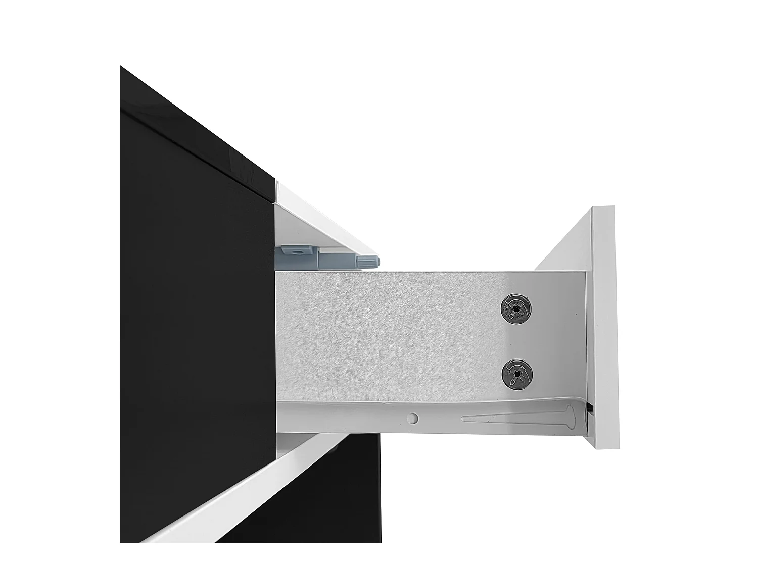 Table basse moderne 100x48x40cm - avec 2 tiroirs - Plateau brillant - Panneau de particules - Noir + blanc