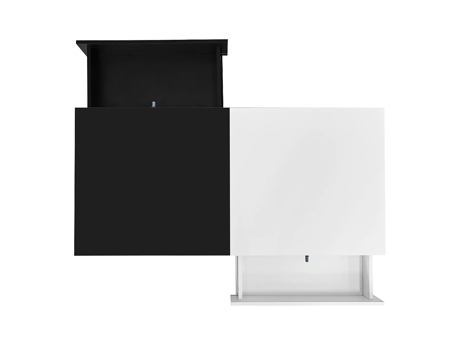 Table basse moderne 100x48x40cm - avec 2 tiroirs - Plateau brillant - Panneau de particules - Noir + blanc