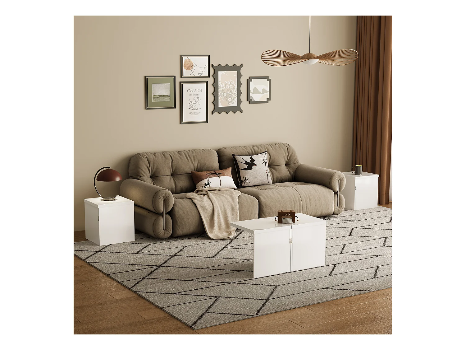 Table basse 81x81x40cm - Table basse DIY - Plateau brillant - Combinaison libre - Panneau de particules - Blanc