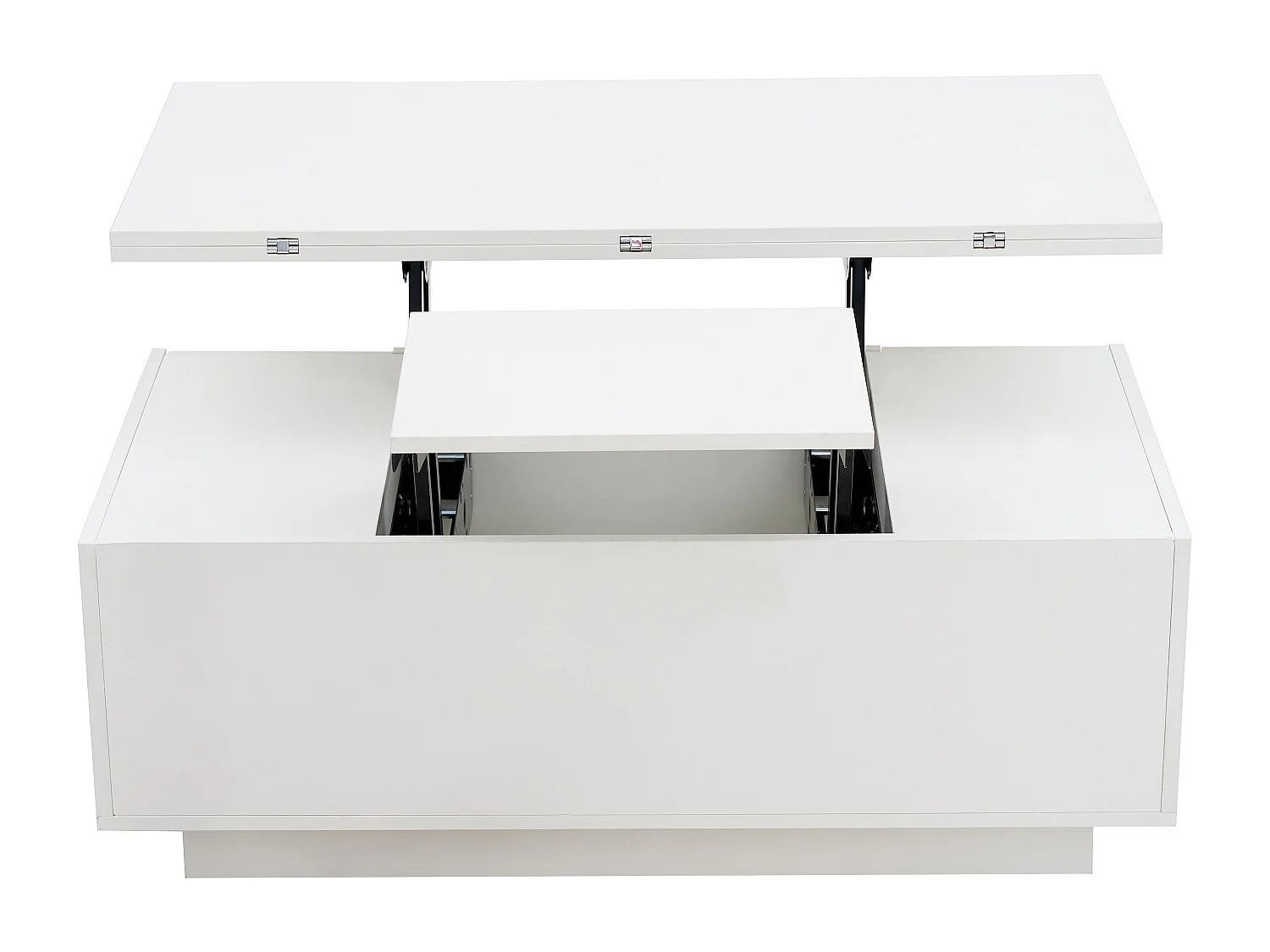 Tavolino moderno 100x50x40 cm - con 2 ante - meccanismo di sollevamento doppio - vano nascosto - Bianco