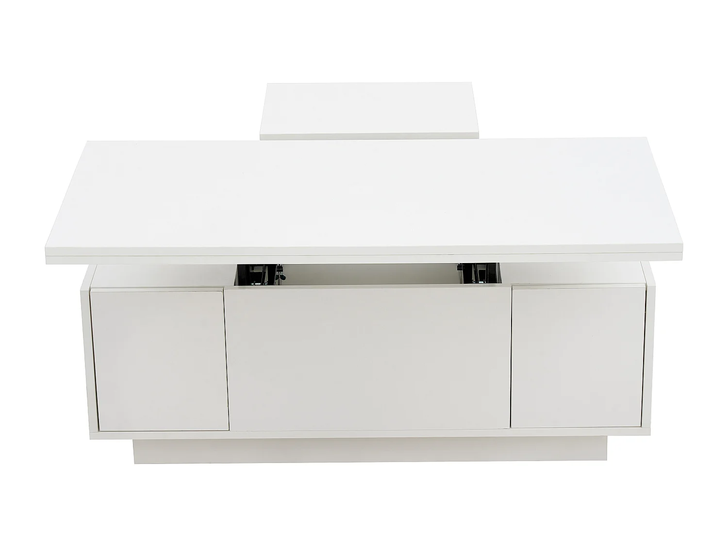 Tavolino moderno 100x50x40 cm - con 2 ante - meccanismo di sollevamento doppio - vano nascosto - Bianco