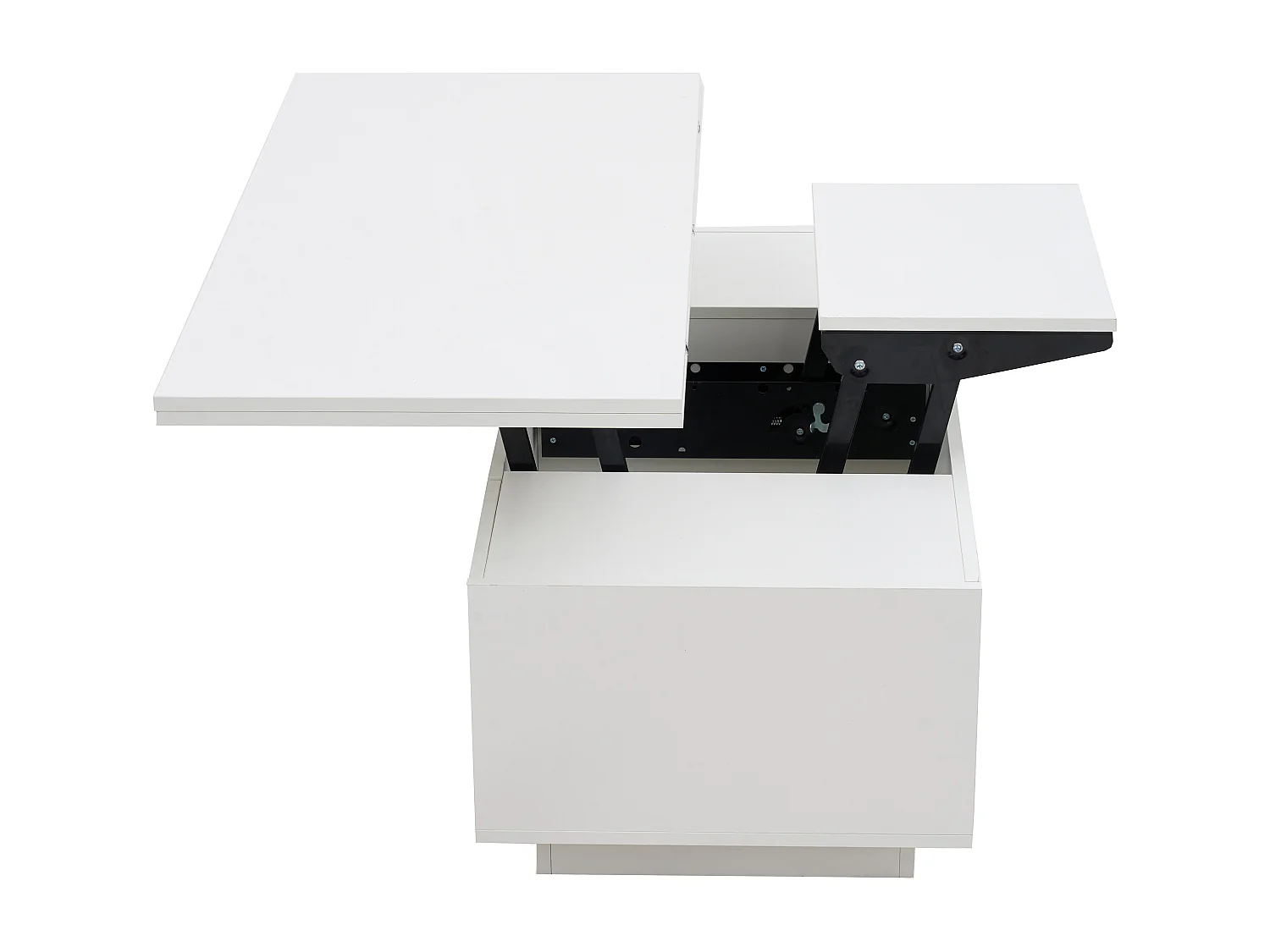 Tavolino moderno 100x50x40 cm - con 2 ante - meccanismo di sollevamento doppio - vano nascosto - Bianco