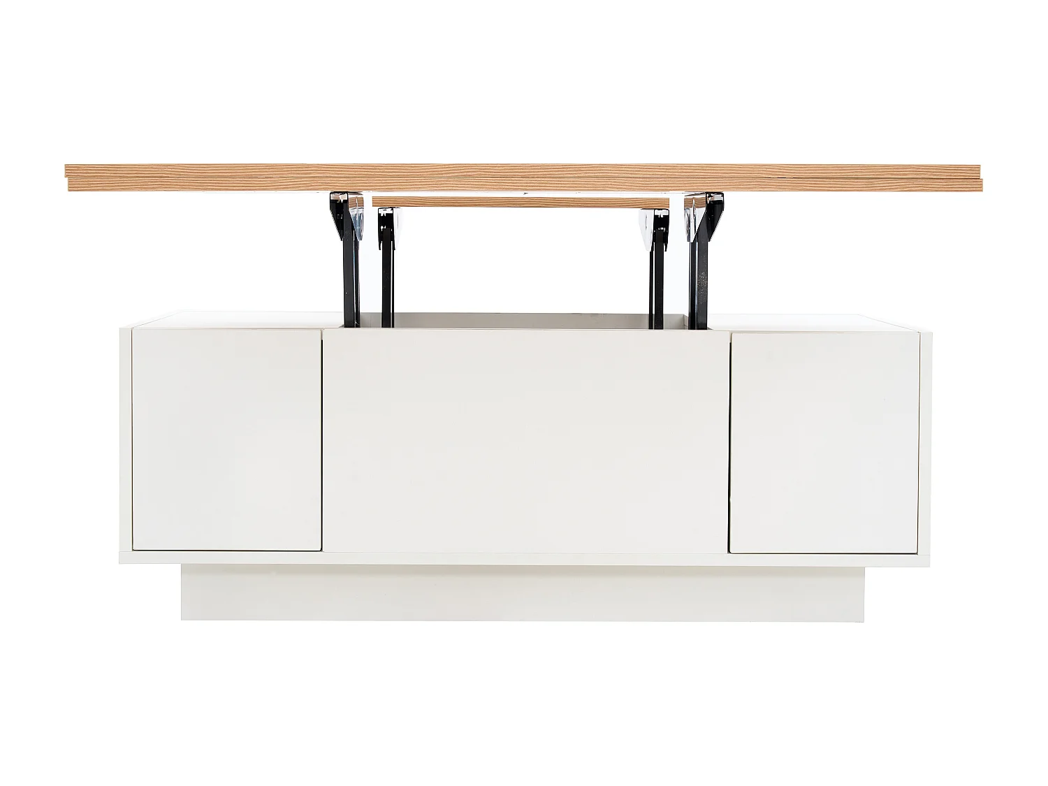 Nowoczesny stół kawowy 100x50x40cm - z 2 drzwiami - z podwójnym mechanizmem podnoszenia - ukryta przestrzeń do przechowywania - Biały+Naturalny