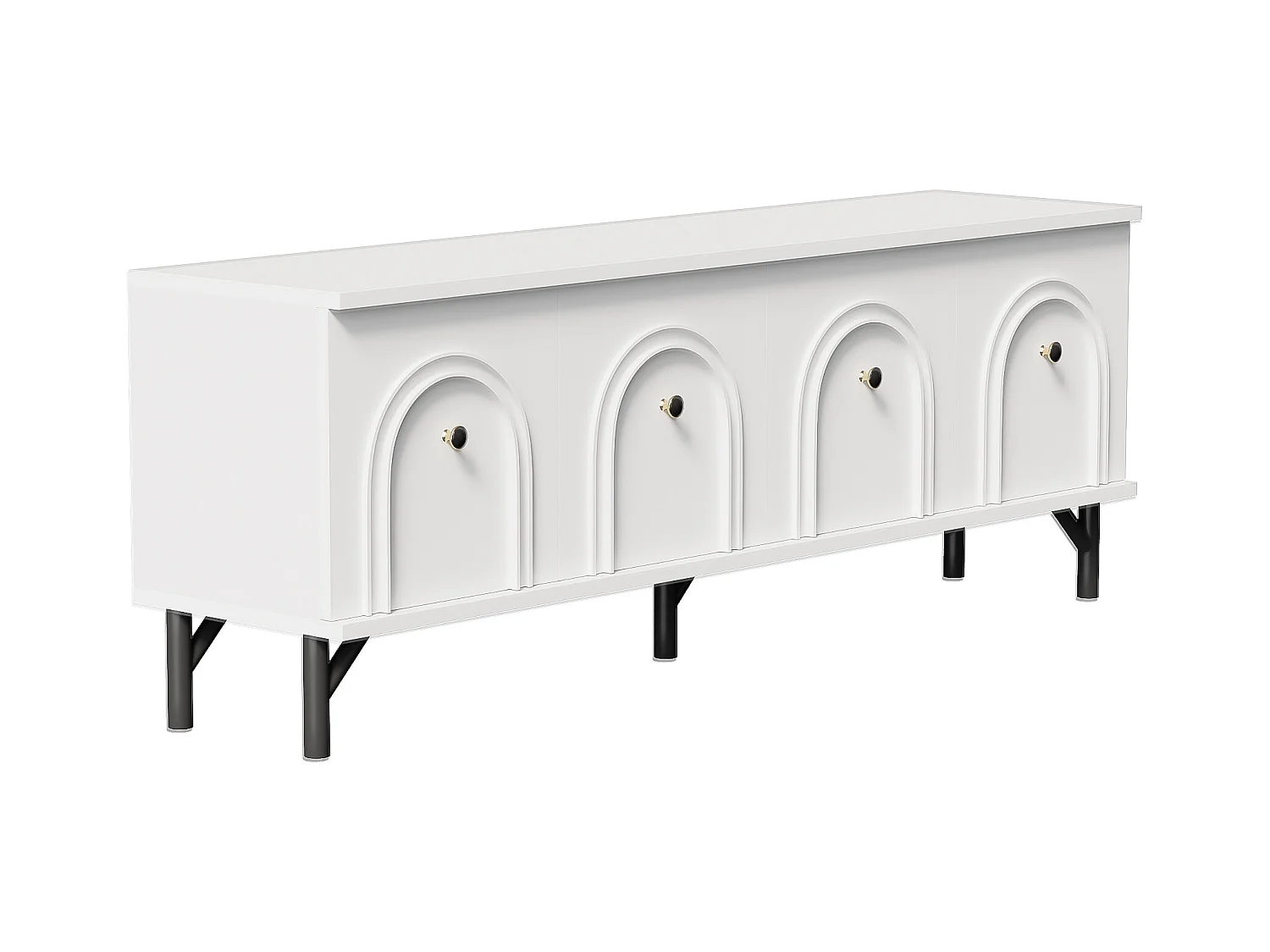 TV-Schrank 160x38x55.5 cm - mit 4 Türen - Spanplatten - weiß