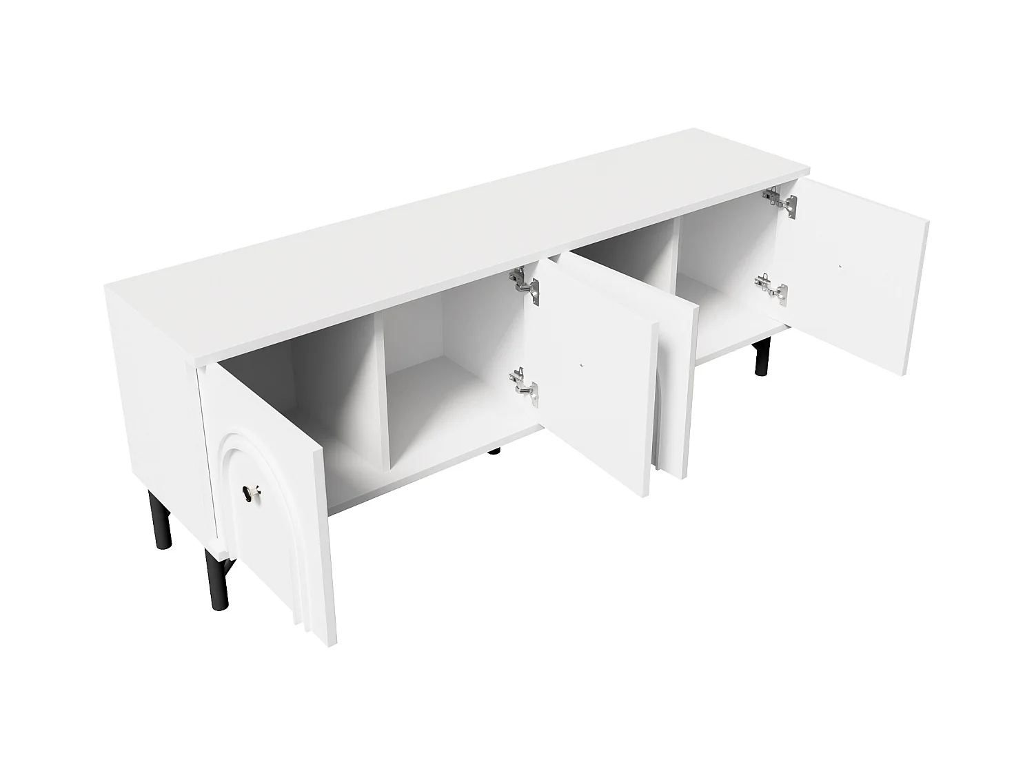 TV-Schrank 160x38x55.5 cm - mit 4 Türen - Spanplatten - weiß