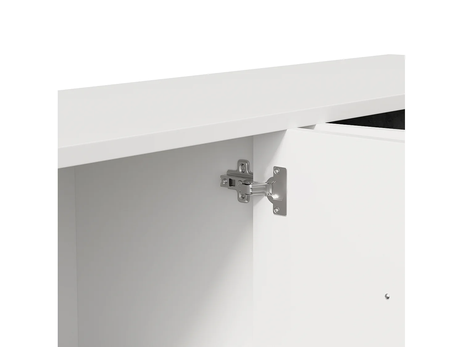 Meuble TV 160x38x55.5 cm - avec 4 portes - panneaux de particules - blanc