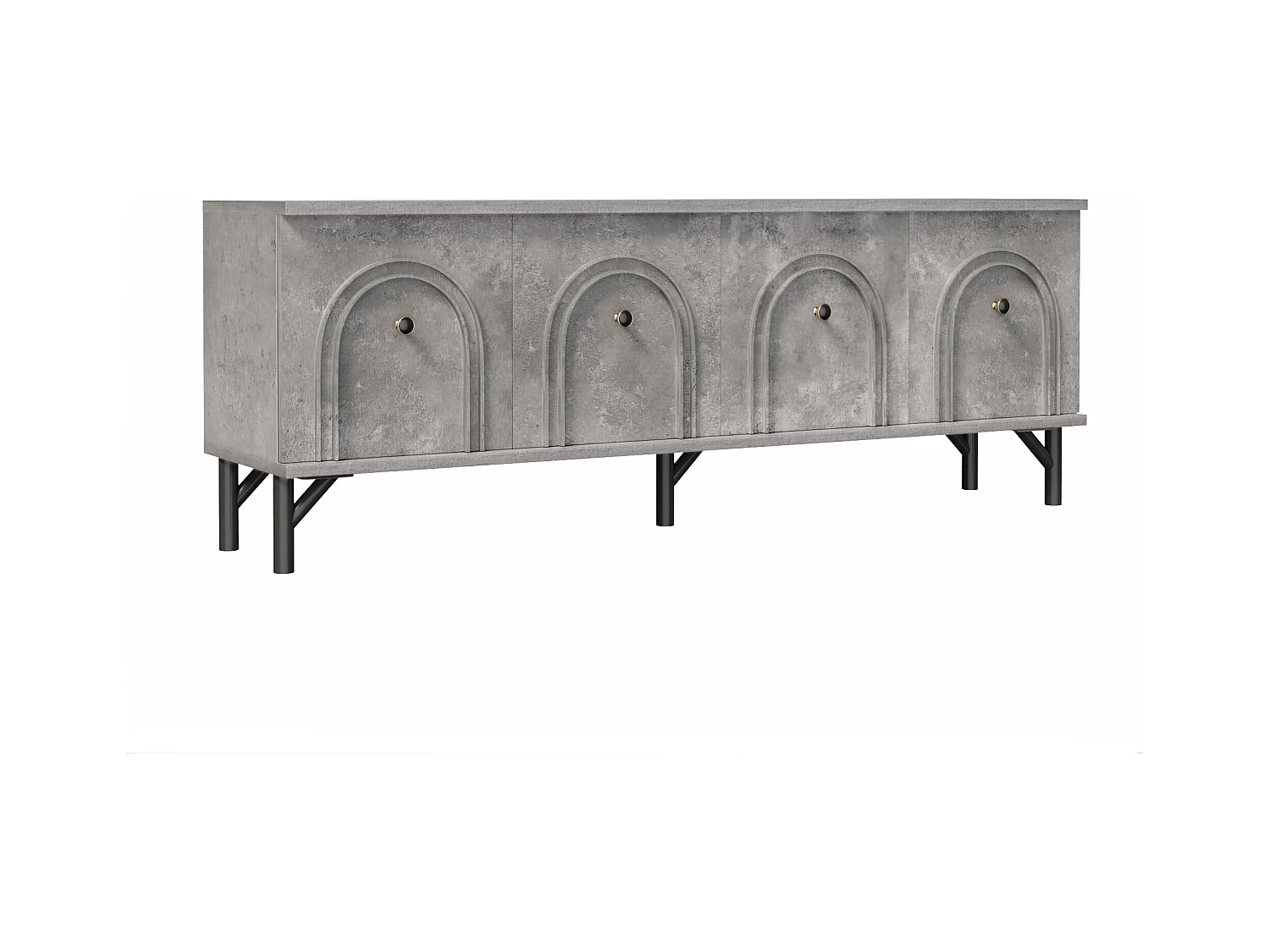 TV-Schrank 160x38x55.5 cm - 4 Türen - Spanplatten - grau