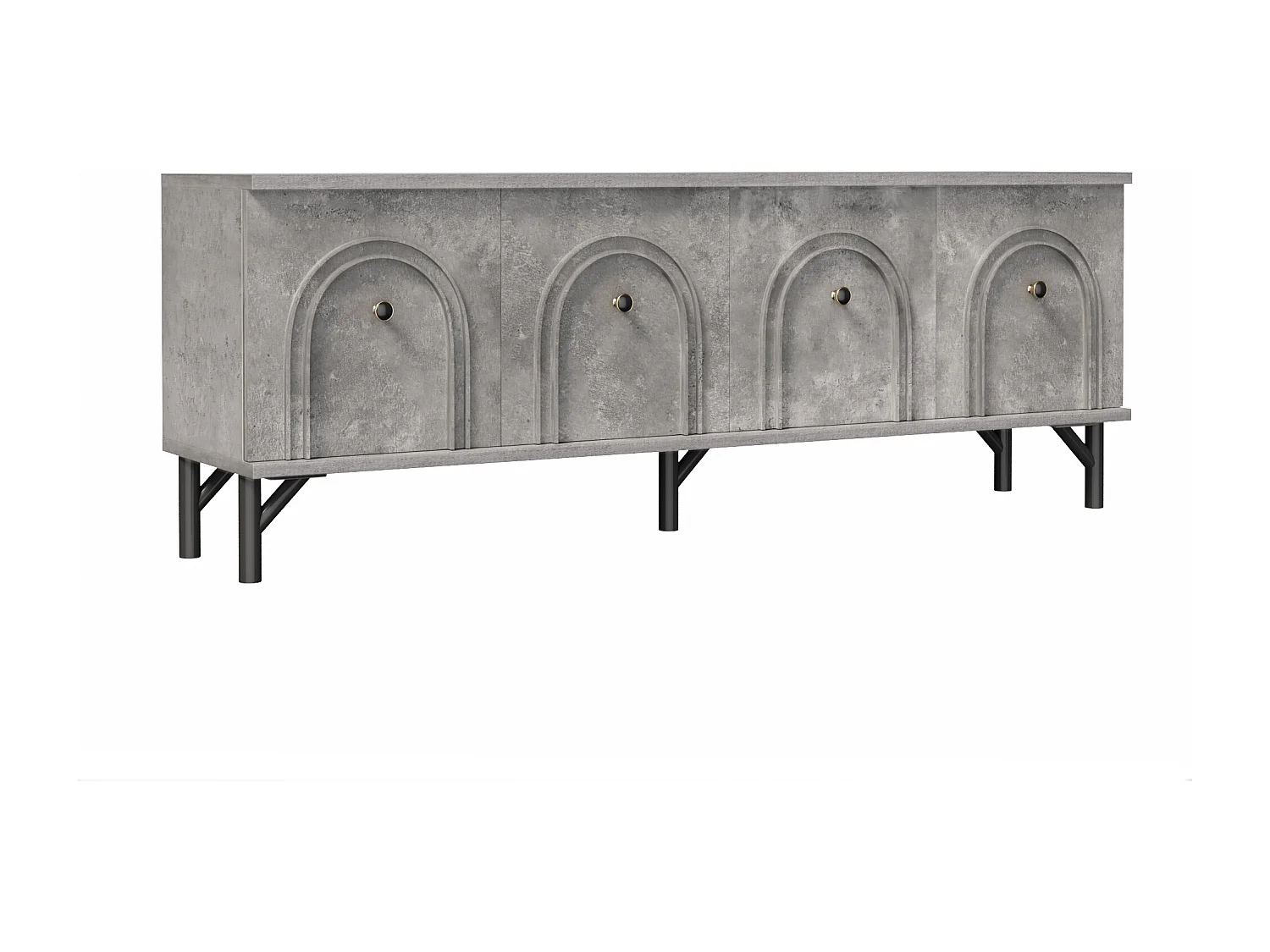 Meuble TV 160x38x55.5 cm - avec 4 portes - panneaux de particules - gris