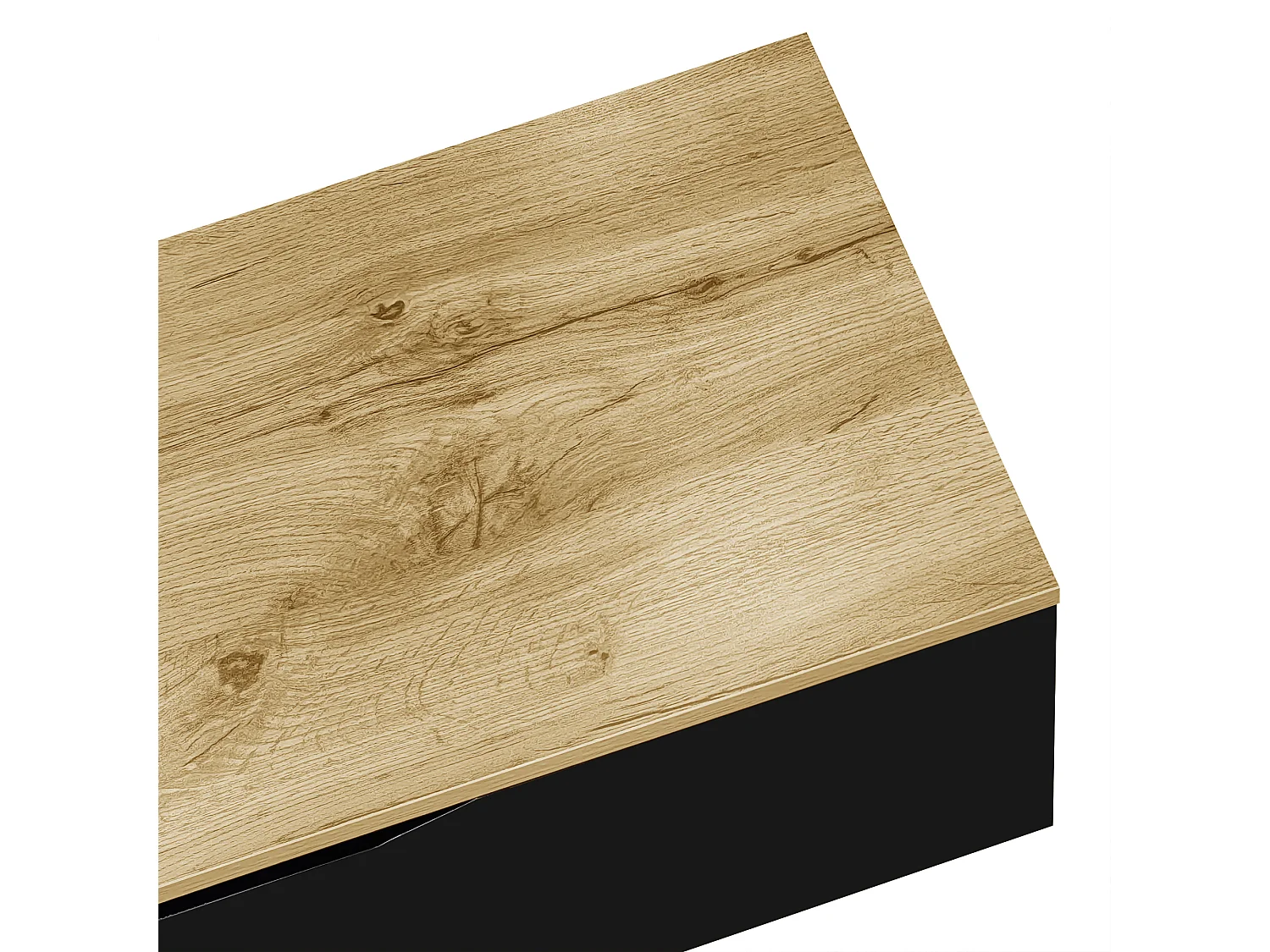 Mobile TV 180x35x30 cm - finitura lucida - con illuminazione LED 16 colori - montaggio a parete - nero + naturale