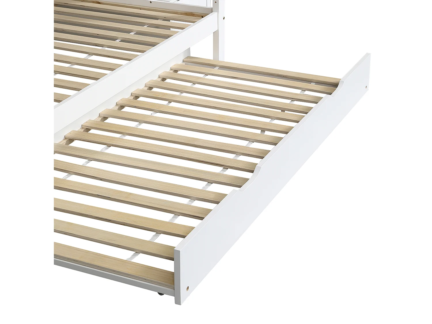 Cama beliche 90x200cm + 120x200cm - com cama ninho 90x190cm - madeira maciça - com escada de arrumação e guarda-corpo - branco