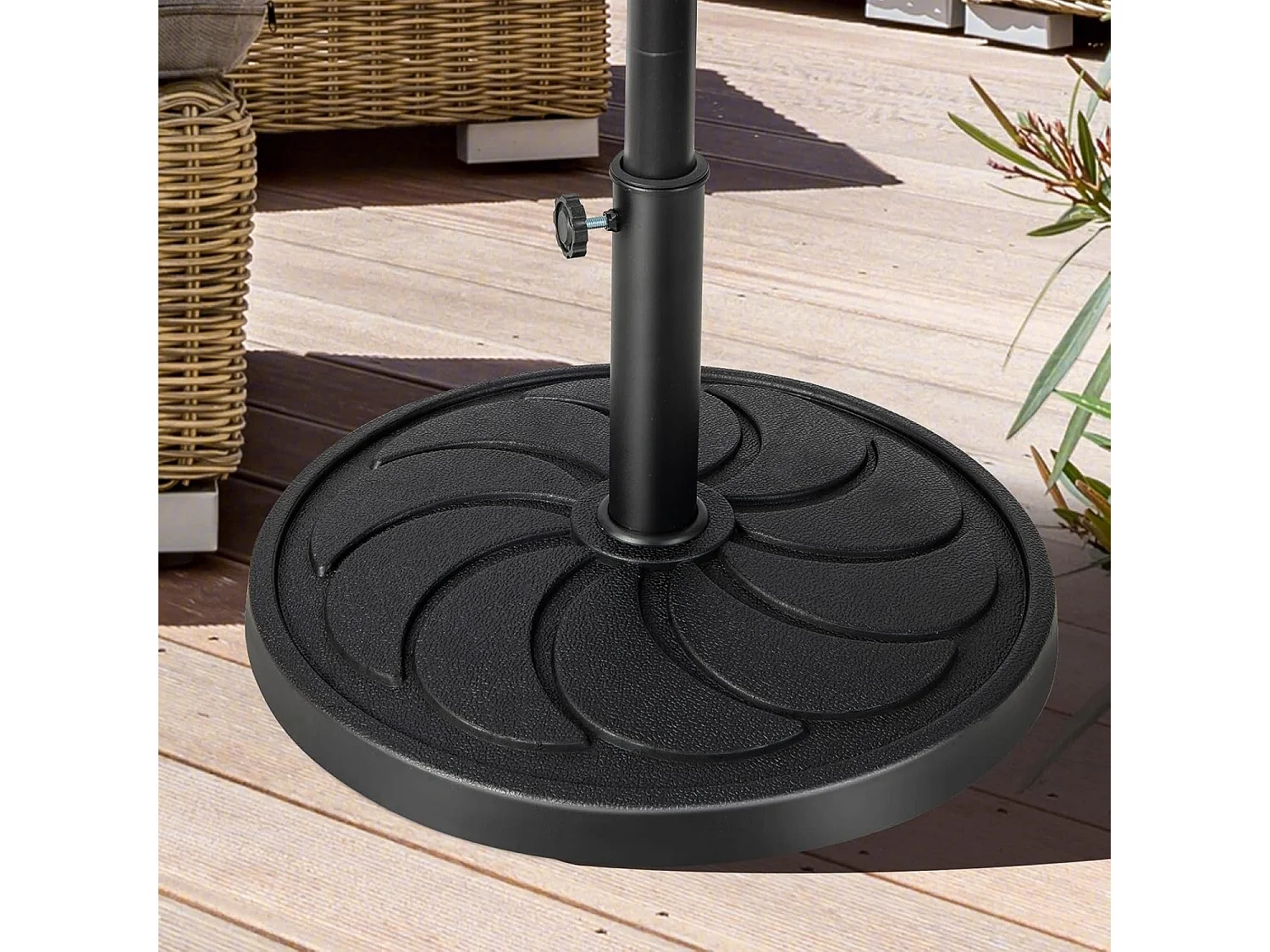 Parasolstandaard, 18 kg, ronde parasolstandaard voor parasolstangen van 38/48 mm, Ø 54 cm, marktparaplustandaard, parasolvoet voor tuin, balkon