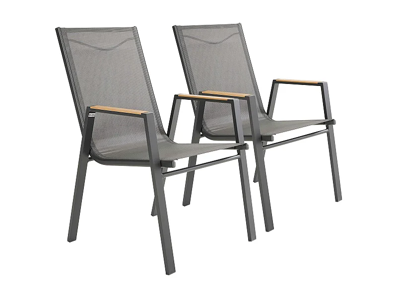 Lot de 2 chaises de jardin en aluminium et textilène
