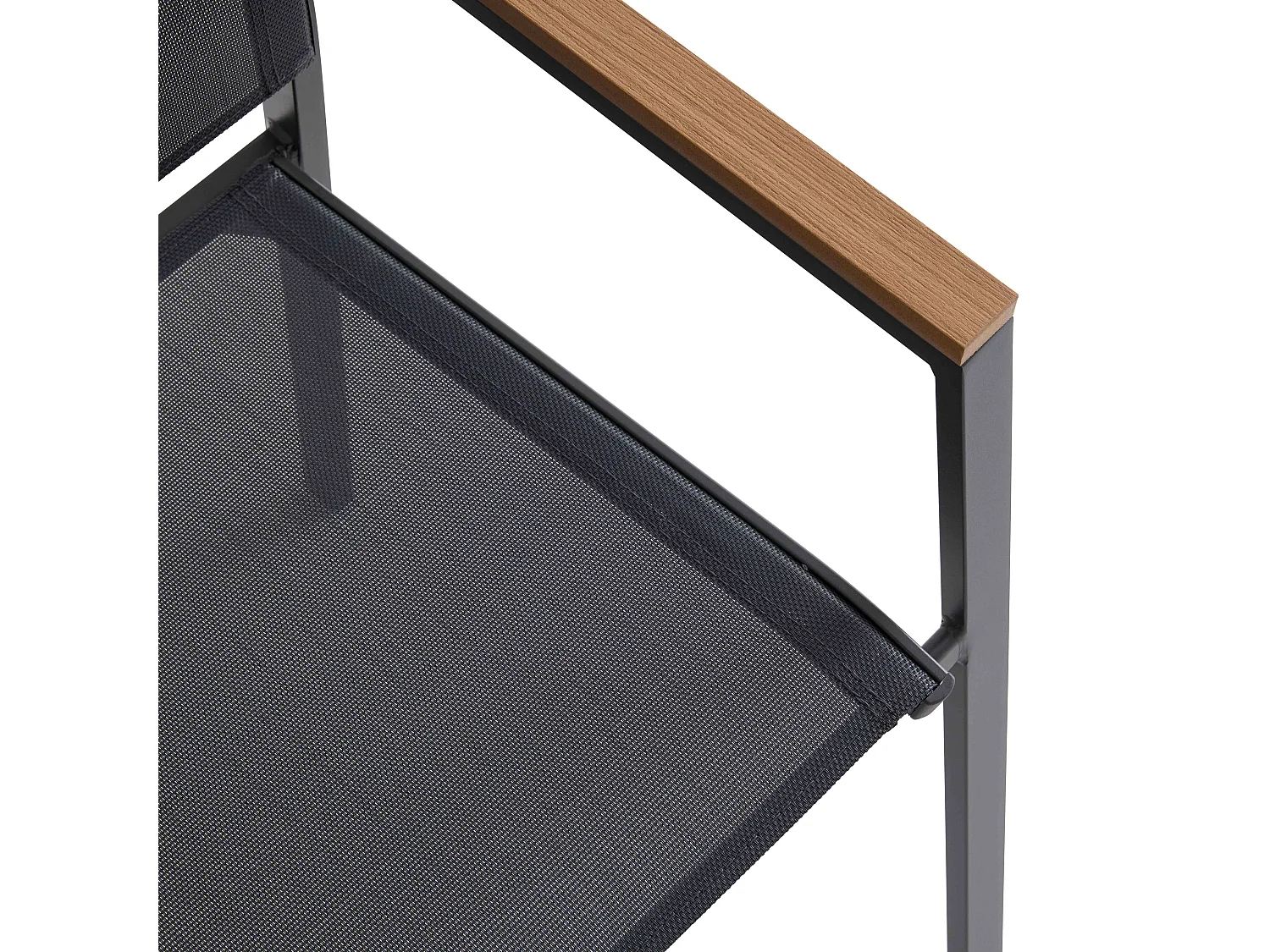 Chaise de jardin en aluminium et textilène avec accoudoirs gris