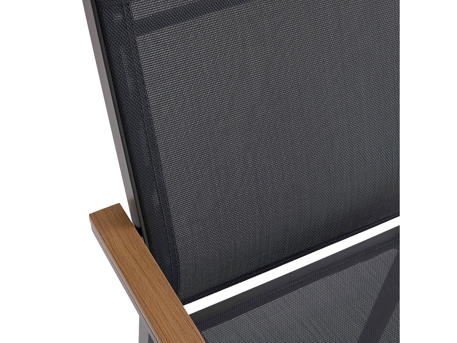 Chaise de jardin en aluminium et textilène avec accoudoirs gris