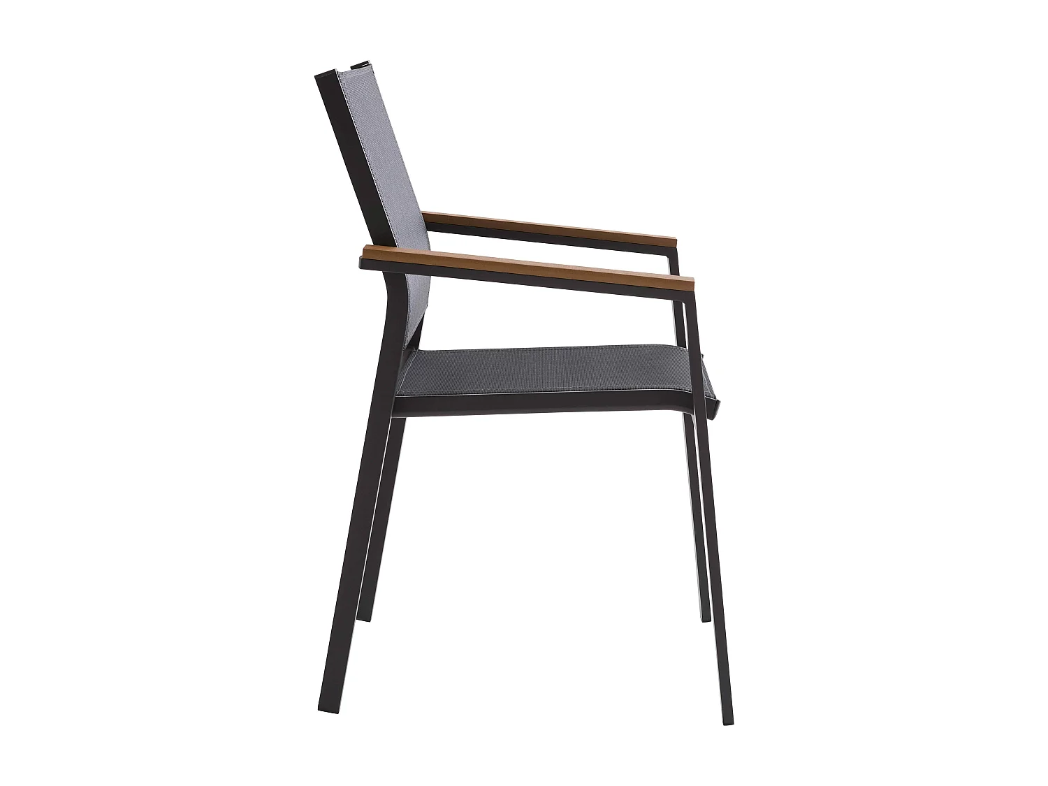 Chaise de jardin en aluminium et textilène avec accoudoirs gris