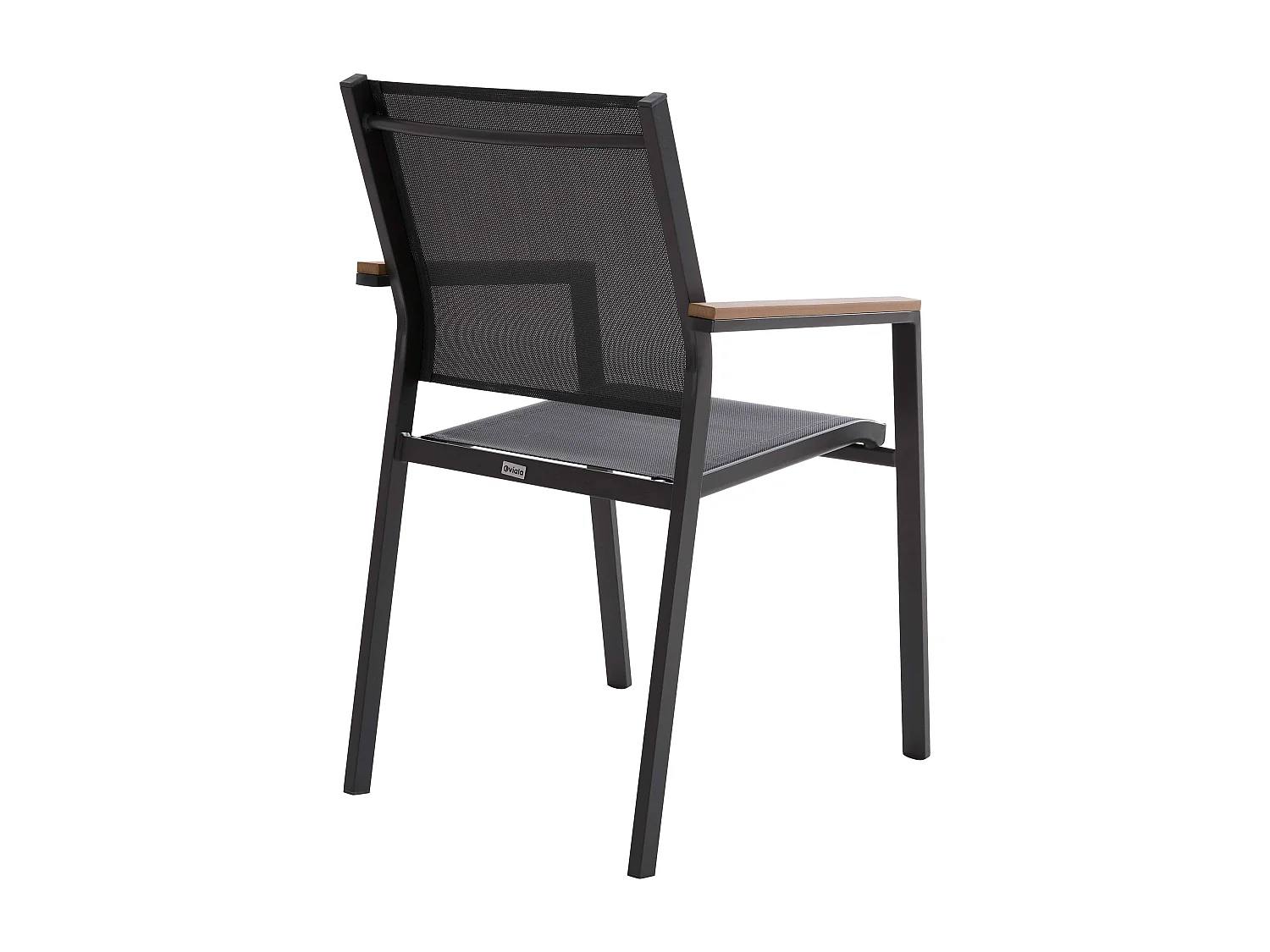 Chaise de jardin en aluminium et textilène avec accoudoirs gris