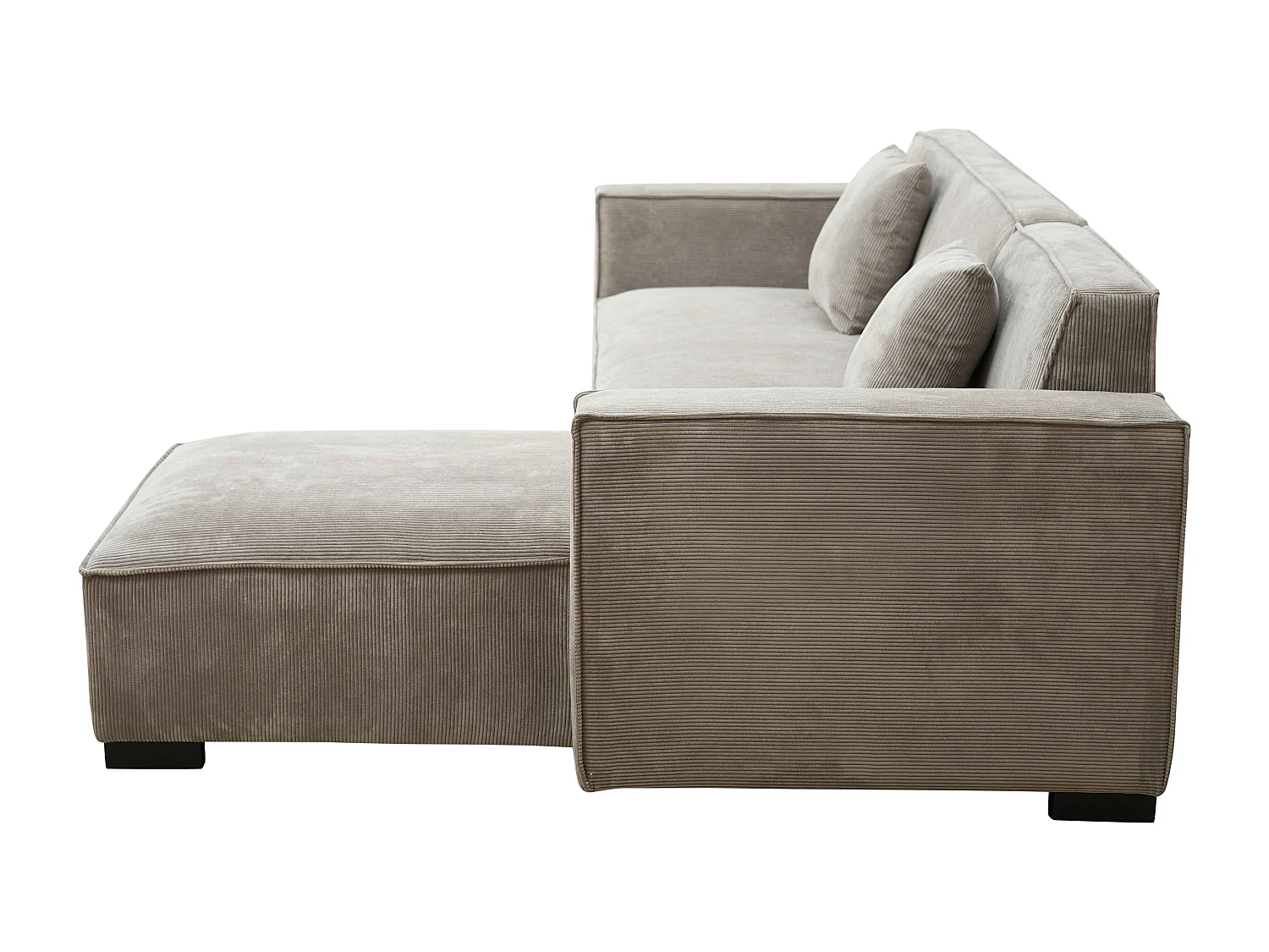 Canapé d'angle droit 3 places droite taupe L 247 cm