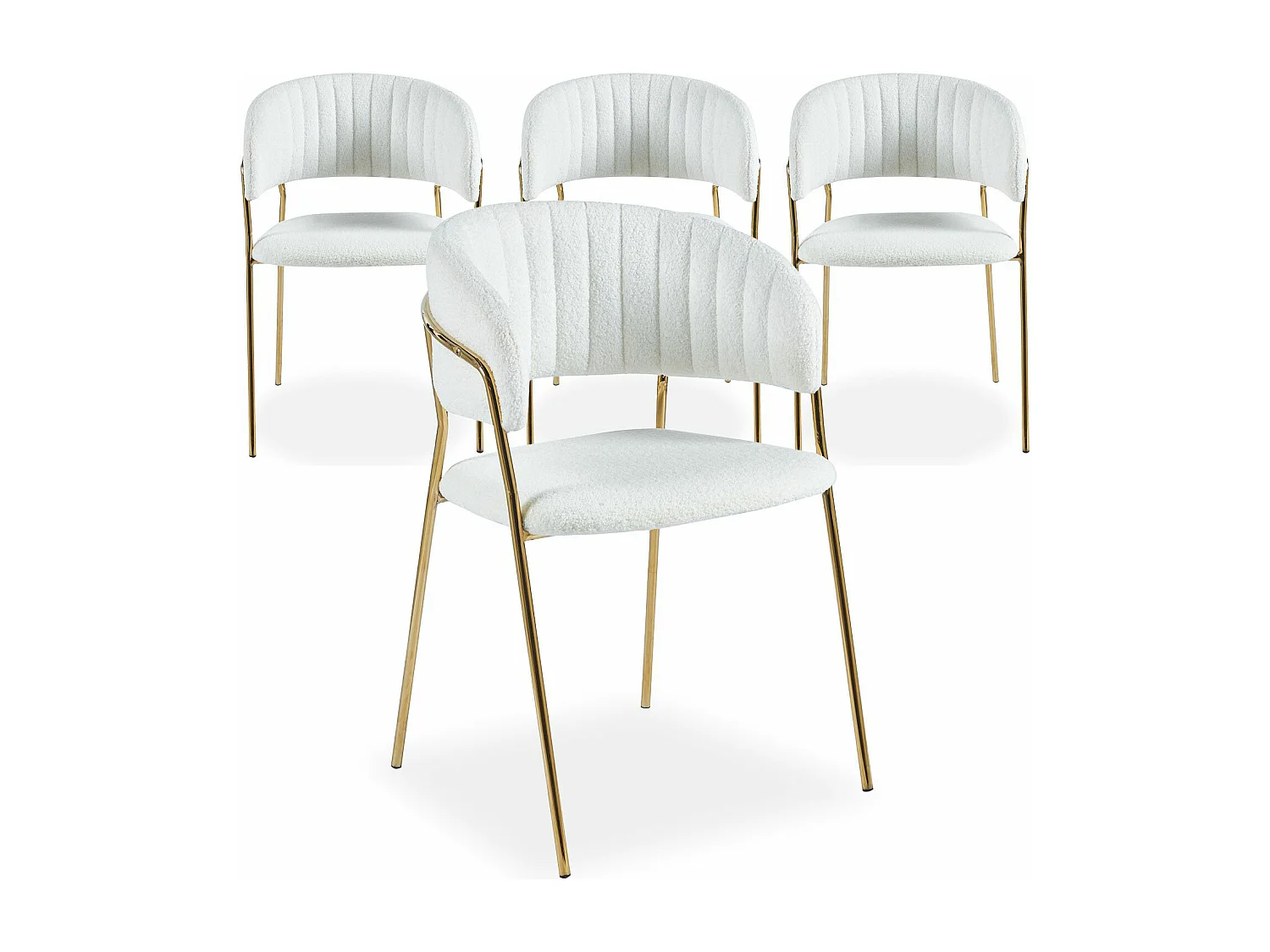 Lot de 4 chaises Tabata Tissu Bouclette Crème