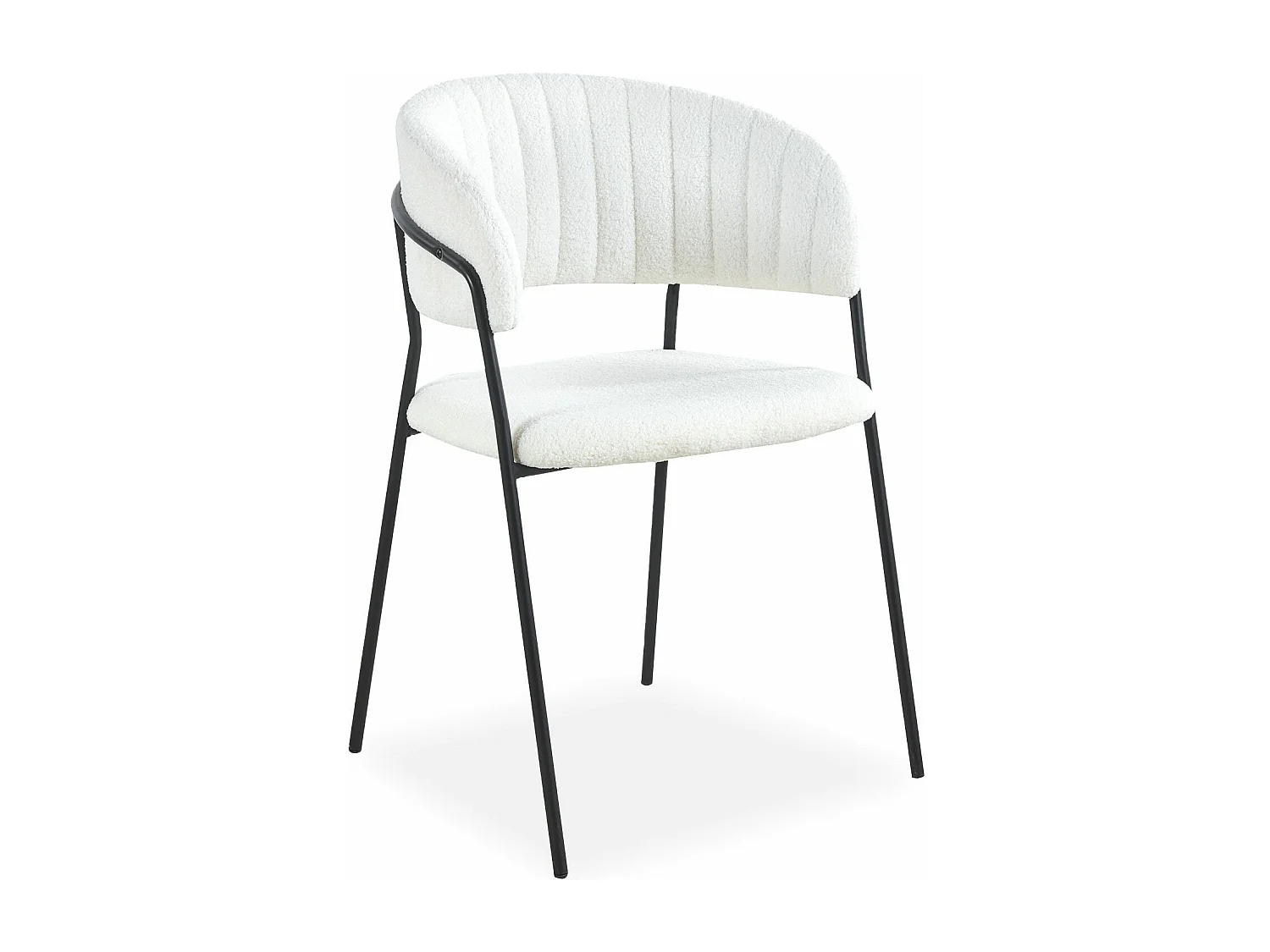 Lot de 4 chaises Tabata Métal Noir et Tissu bouclette Crème