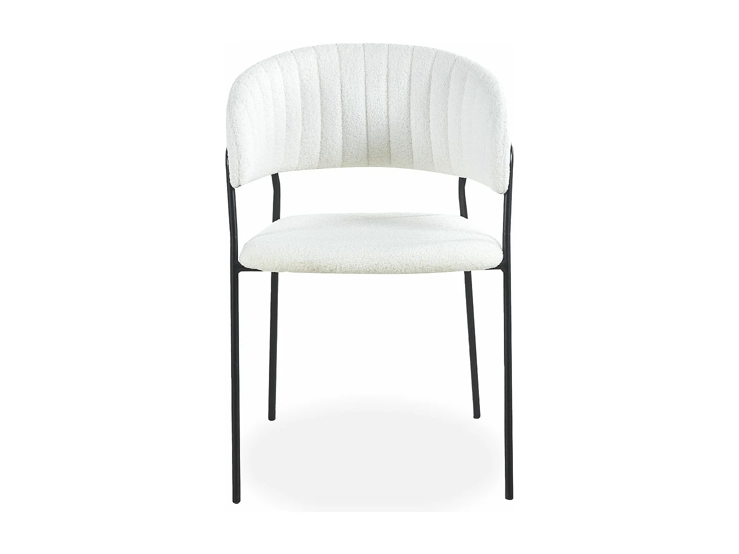 Lot de 4 chaises Tabata Métal Noir et Tissu bouclette Crème