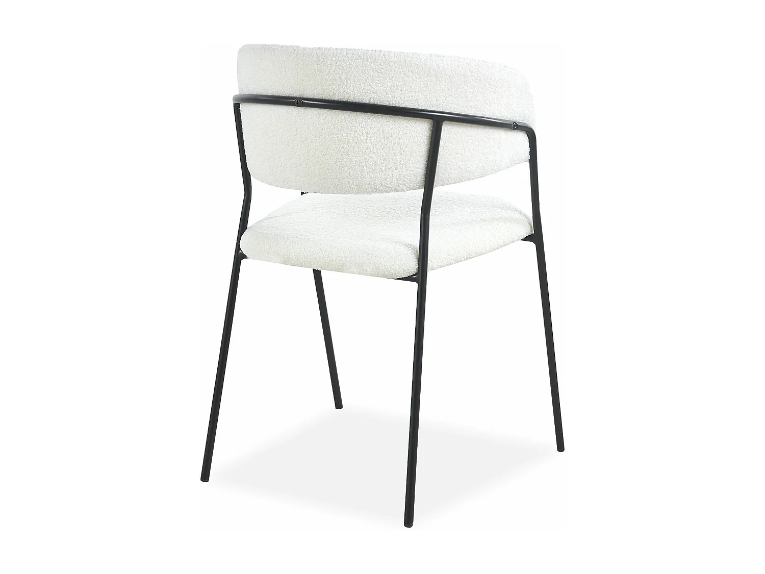 Lot de 4 chaises Tabata Métal Noir et Tissu bouclette Crème