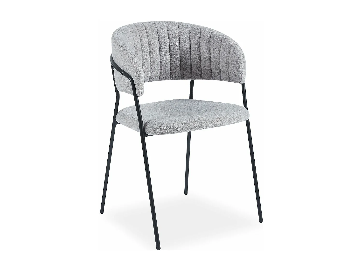 Lot de 4 chaises Tabata Métal Noir et Tissu bouclette Gris