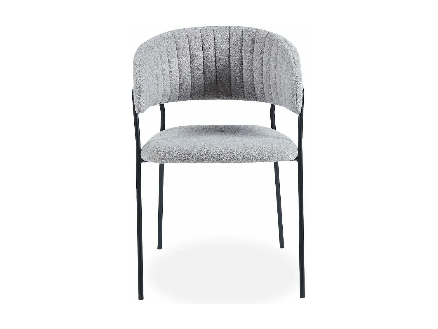 Lot de 4 chaises Tabata Métal Noir et Tissu bouclette Gris