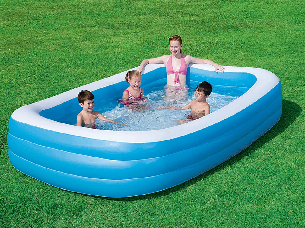 Rechteckiges aufblasbares Deluxe Familienpool - 305 x 183 x 56 cm - Blau
