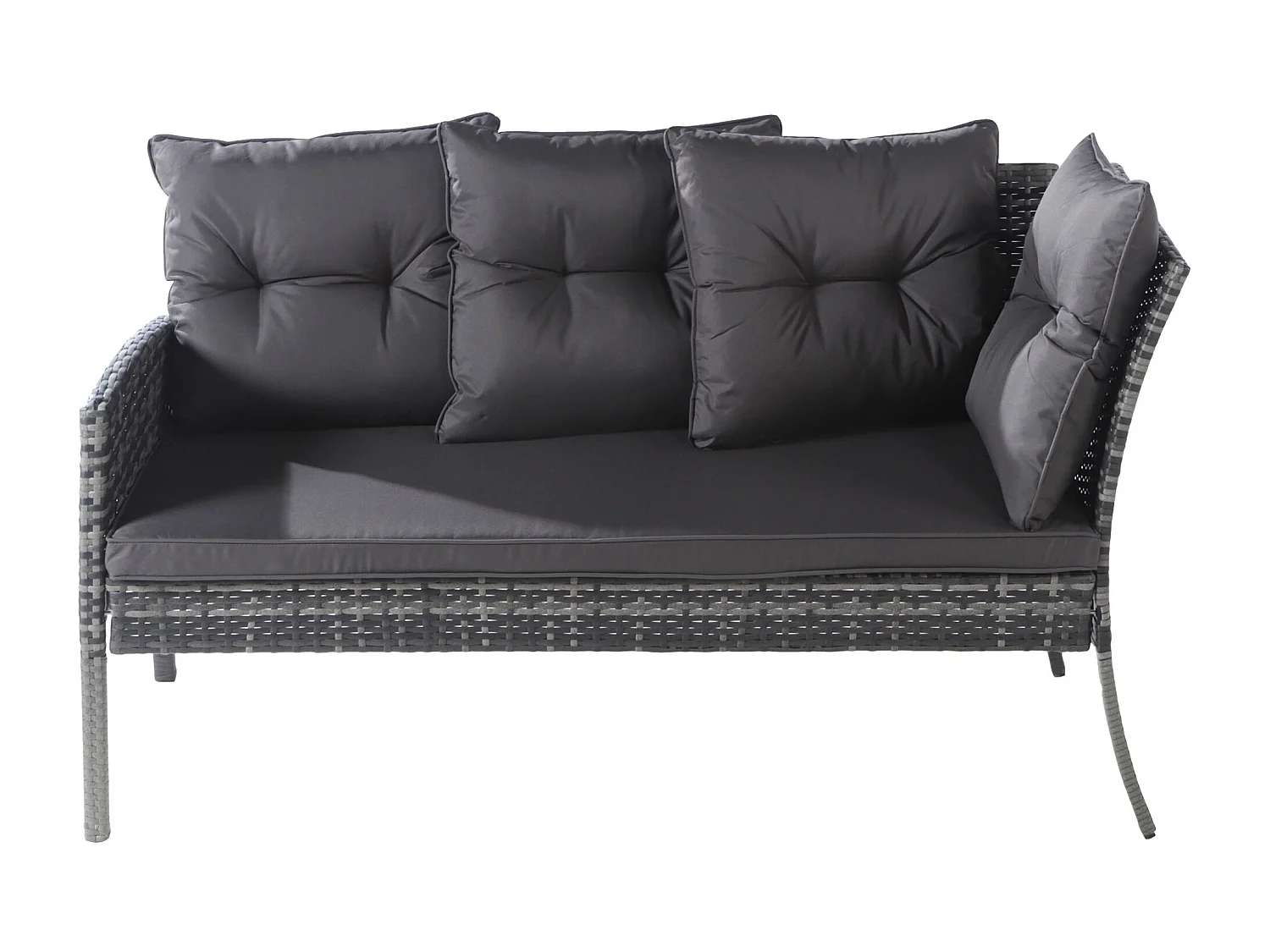 Ensemble de meubles de jardin en poly rotin pour 7 personnes avec canapé, table à manger, tabourets et coussins,gris