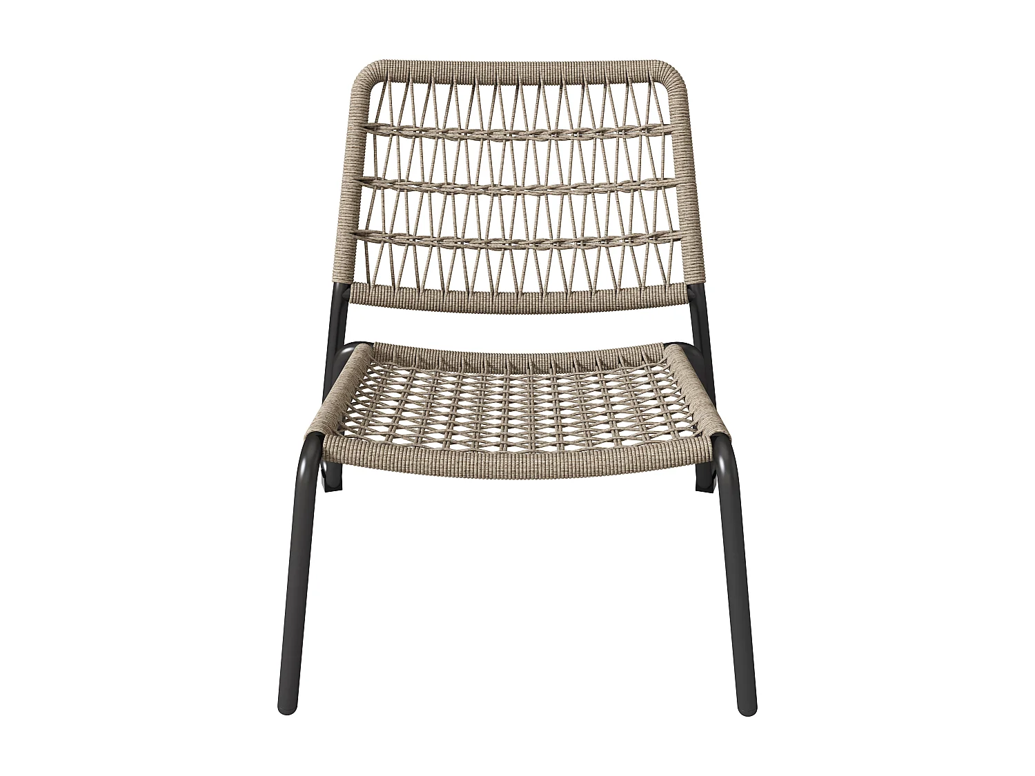 Ensemble de meubles de balcon, en acier galvanisé et corde tressée à la main, plateau de table en bois massif, beige