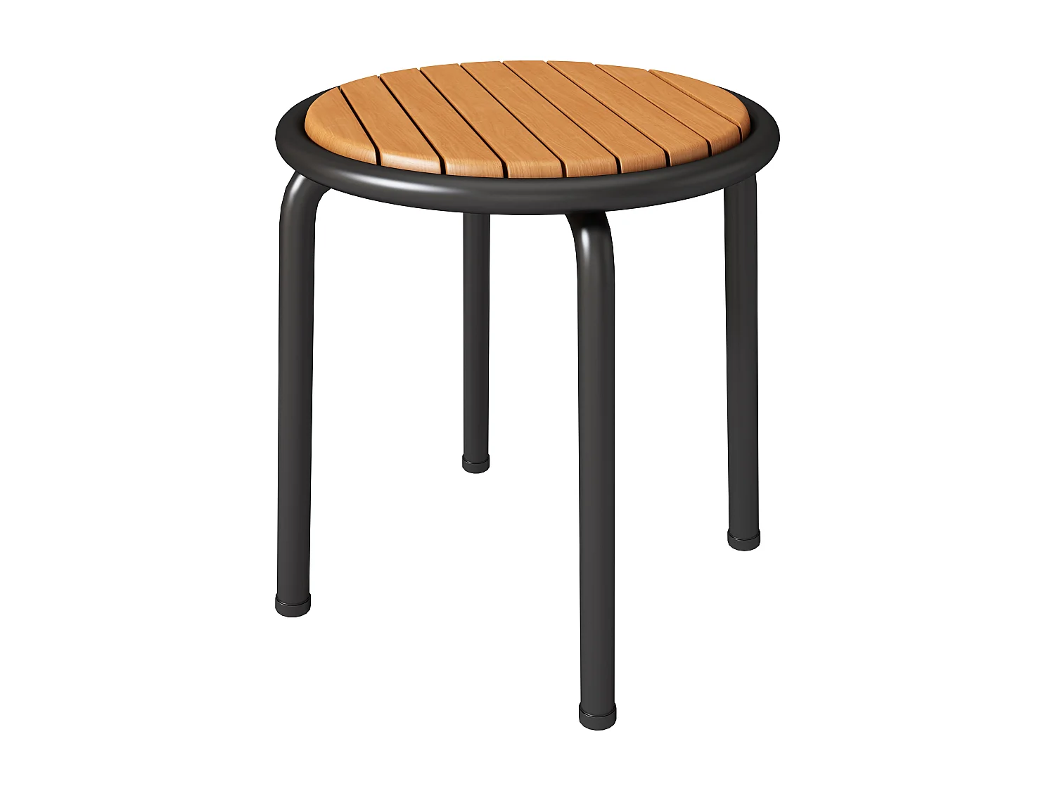 Conjunto de mobiliário de varanda, aço galvanizado e corda tecida à mão, tampo de mesa em madeira maciça, preto